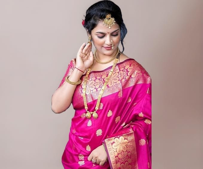 Women's Pure Soft Silk Saree With Blouse Piece