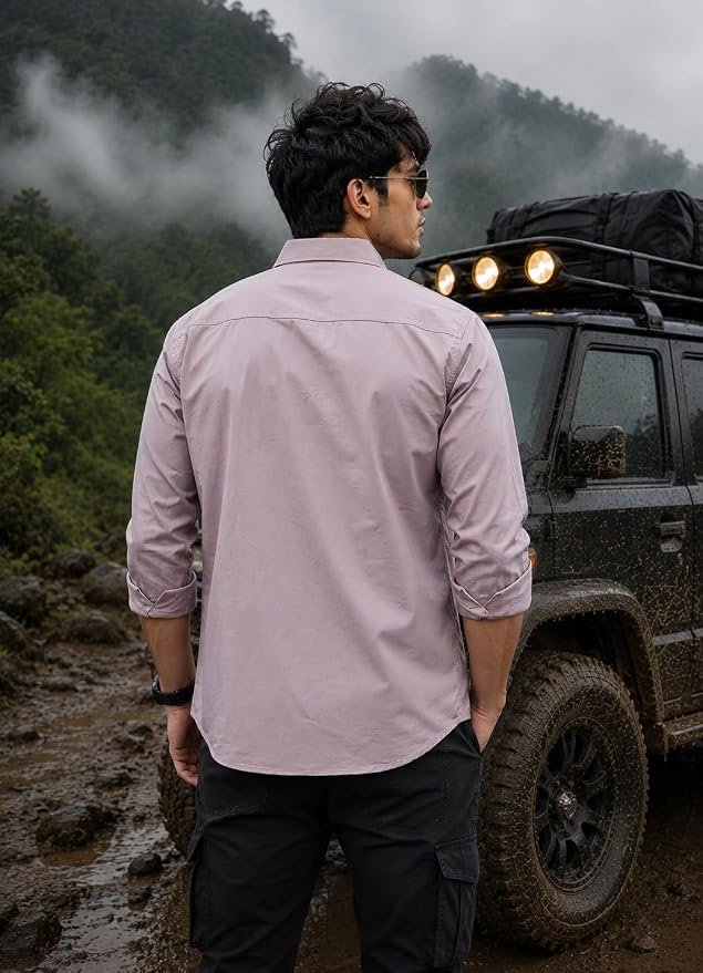 Majestic Man Men’s Washed Cotton Twill Casual Shirt